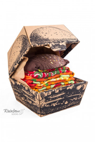 Chaussettes colorées en boîte Burger Vege 2 paires