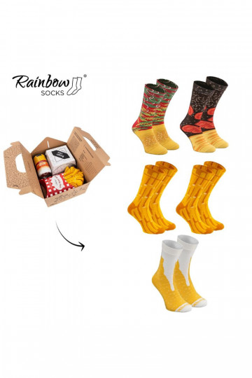 Chaussettes colorées dans une boîte Repas Chaussettes Boîte Burger 5 Par 2