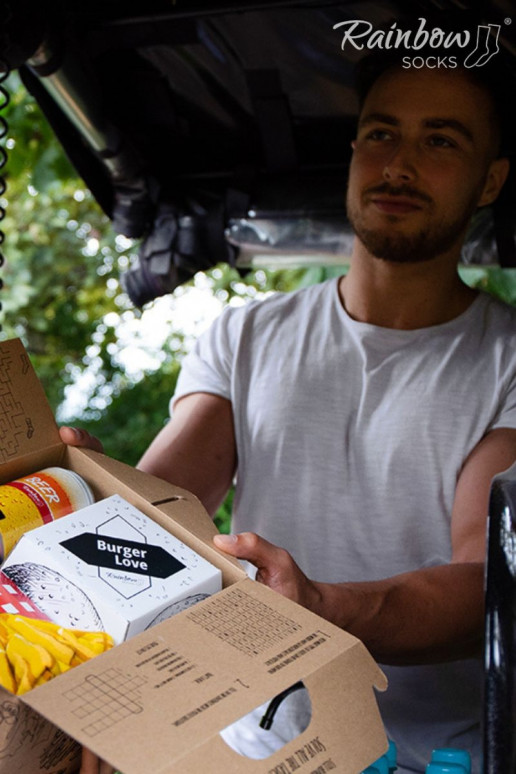 Farbige Socken in einer Box Meal Socks Box Burger 5 Par