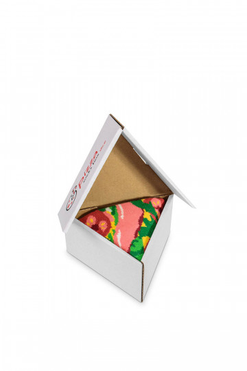 Gekleurde sokken in een doos 1 paar Pizza