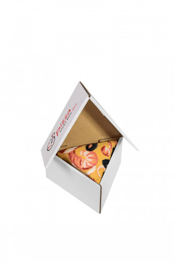 Gekleurde sokken in een doos 1 paar Pizza