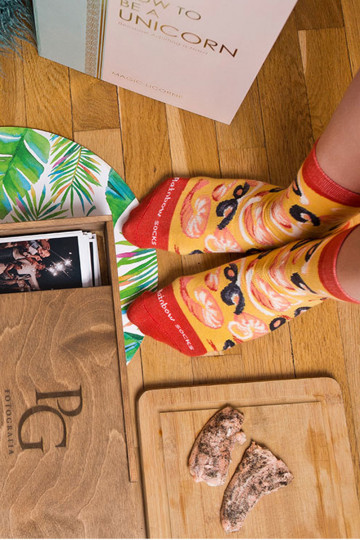 Chaussettes colorées en boîte 1 paire Pizza 2