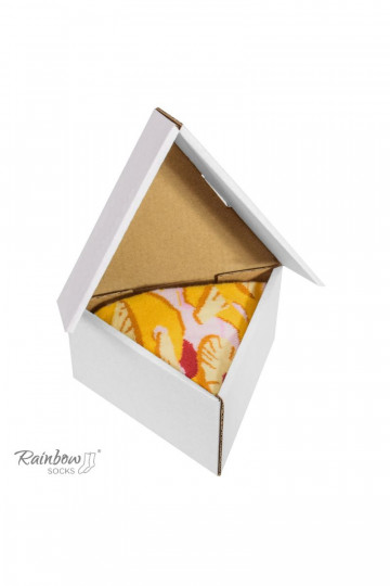 Gekleurde sokken in een doos 1 paar Pizza