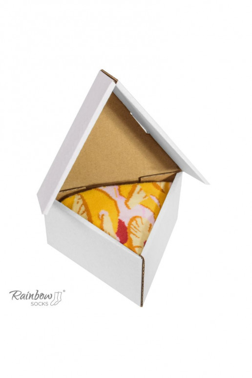 Farbige Socken in einer Box 1 Paar Pizza