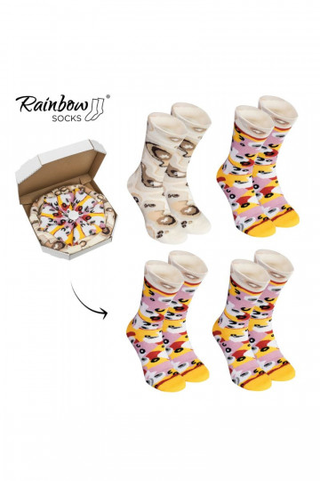 Chaussettes colorées dans une boîte Pizza 4 paires 2