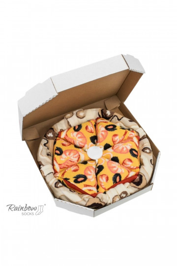Chaussettes colorées dans une boîte Pizza 4 paires