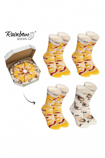 Chaussettes colorées dans une boîte Pizza 4 paires 2
