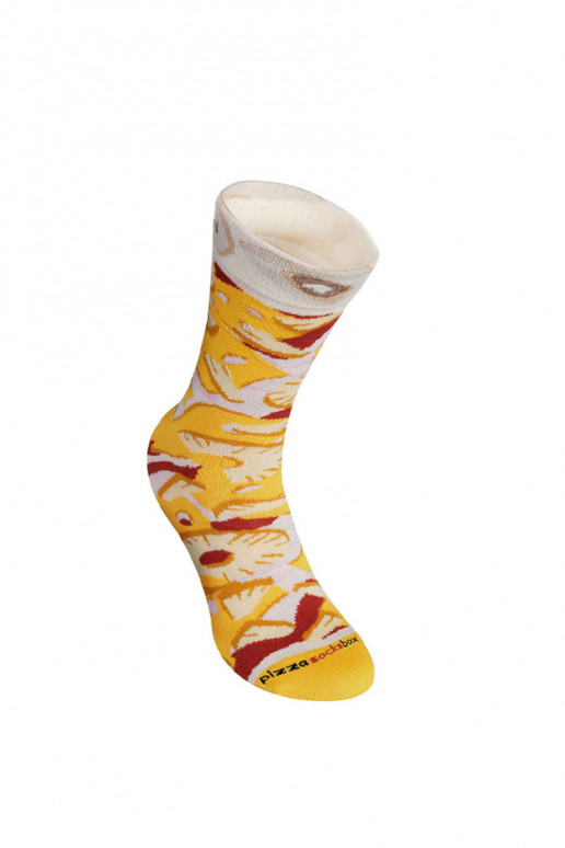 Chaussettes colorées dans une boîte Pizza 4 paires Chaussettes colorées dans une boîte Pizza 4 paires