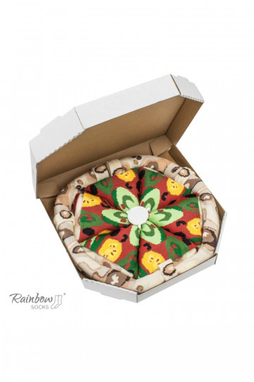 Chaussettes colorées dans une boîte Pizza 4 paires