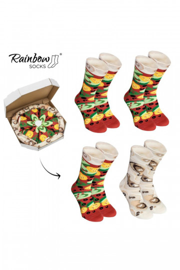 Chaussettes colorées dans une boîte Pizza 4 paires 2