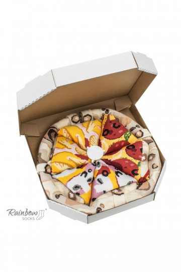 Chaussettes colorées dans une boîte Pizza 4 paires