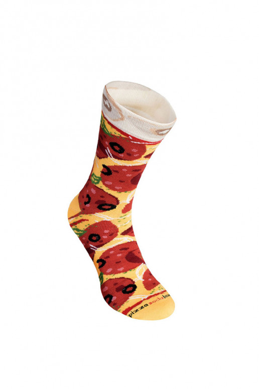 Chaussettes colorées dans une boîte Pizza 4 paires Chaussettes colorées dans une boîte Pizza 4 paires