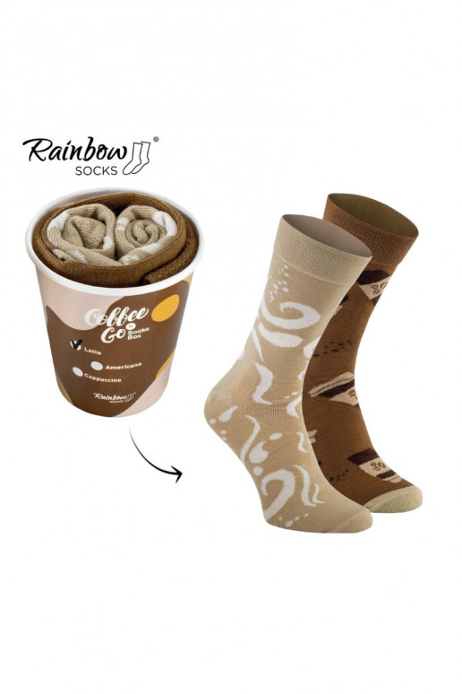 Chaussettes colorées dans une boîte Caffe Latte 1 paire Chaussettes colorées dans une boîte Caffe Latte 1 paire