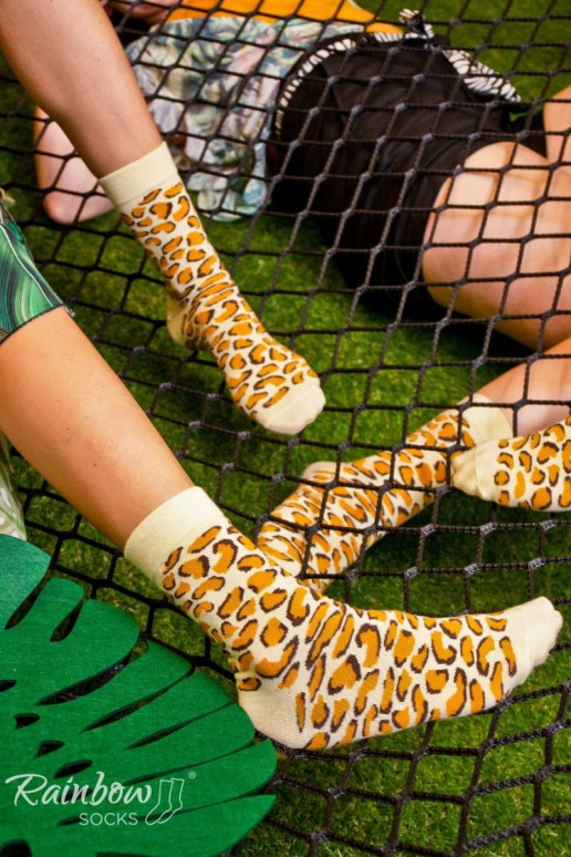 Kleurrijke sokken in doosje met motieven van wilde dieren, 3 paar Kleurrijke sokken in doosje met motieven van wilde dieren, 3 paar