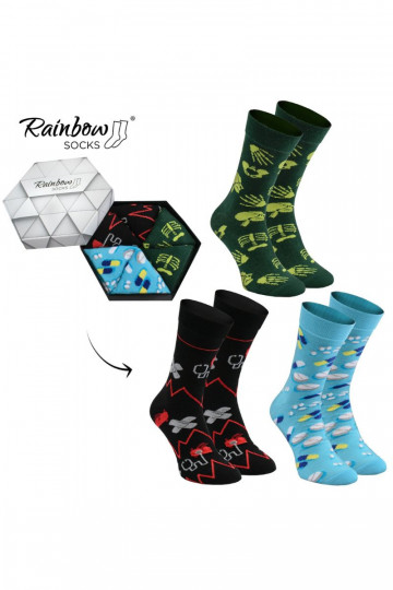 3 paires de chaussettes colorées dans une boîte 2