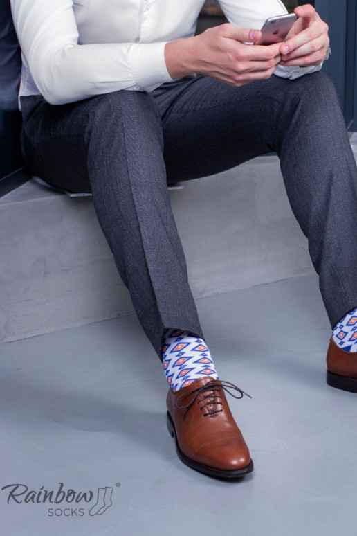 Chaussettes colorées à motifs géométriques 3 paires Chaussettes colorées à motifs géométriques 3 paires