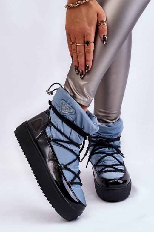 bottes de neige à lacets de couleur bleue Carrios