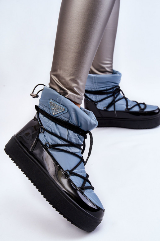 bottes de neige à lacets de couleur bleue Carrios