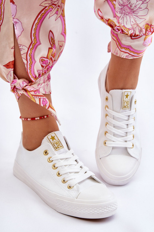 Chaussures de loisirs modèle classique Couleur blanc-or Ecoma