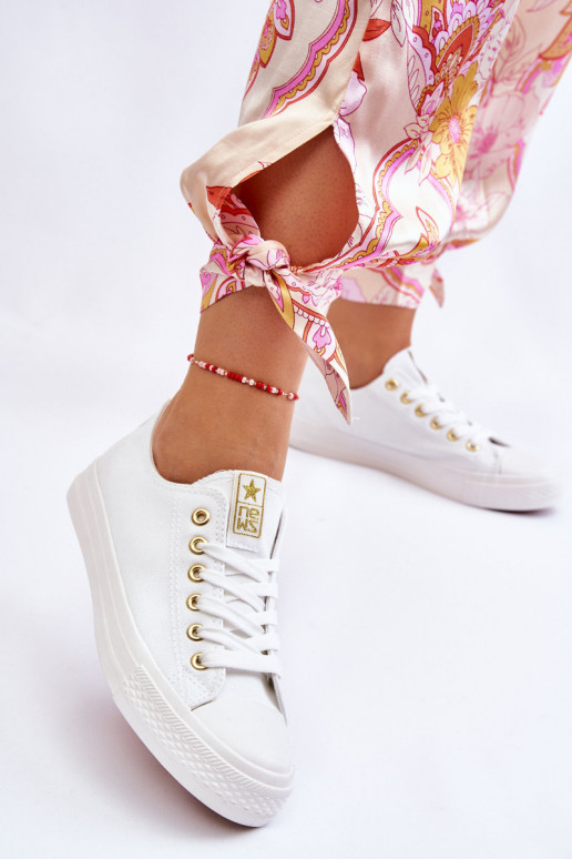 Chaussures de loisirs modèle classique Couleur blanc-or Ecoma