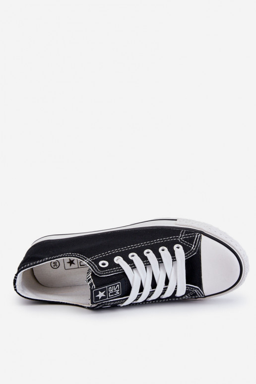 Chaussures de loisirs modèle classique de couleur noire avec semelles blanches Ecoma