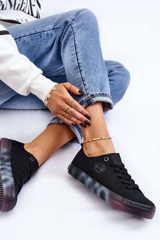 Damesschoenen met gekleurd plateau Big Star LL274239 zwart