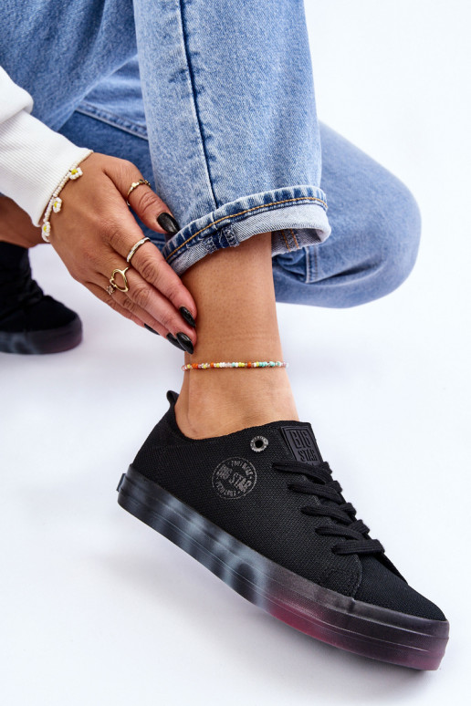 Damesschoenen met gekleurd plateau Big Star LL274239 zwart