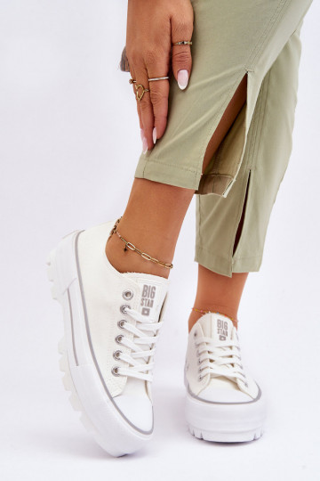 vrijetijdsschoenen met platform Big Star LL274150 witte kleur 2