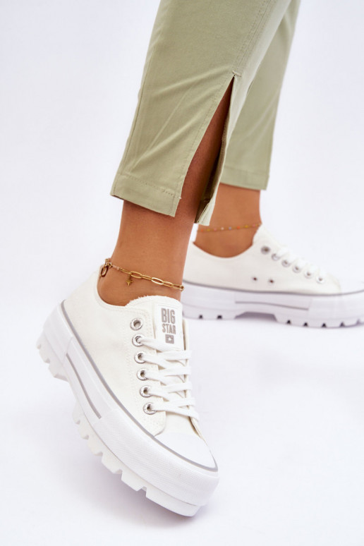 vrijetijdsschoenen met platform Big Star LL274150 witte kleur vrijetijdsschoenen met platform Big Star LL274150 witte kleur