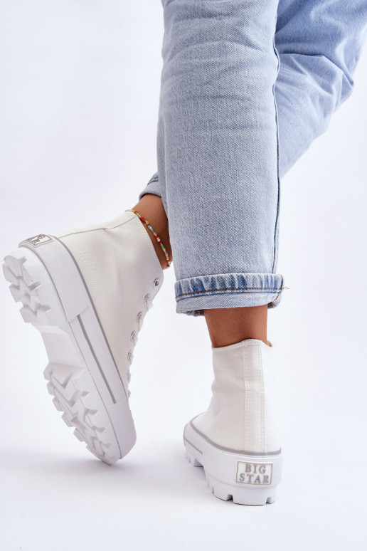 vrijetijdsschoenen met platform Big Star LL274156 witte kleur vrijetijdsschoenen met platform Big Star LL274156 witte kleur