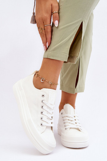 avec lacets Baskets Big Star LL274968 couleur blanc 2