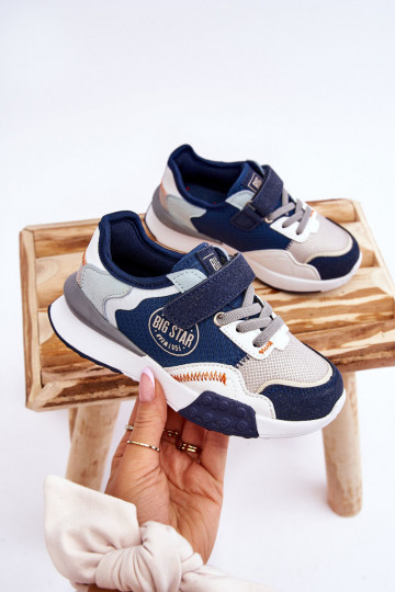 Baskets pour enfants, modèle chaussures, système de mousse à mémoire de forme Big Star LL374225, bleu foncé 2