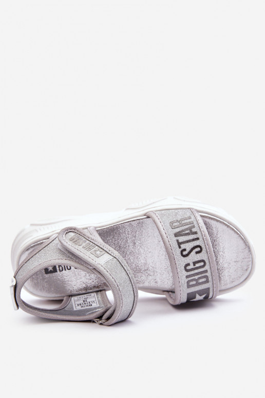 Kindersandalen mit Klebeverschlüssen Big Star LL374194 in der Farbe Silber