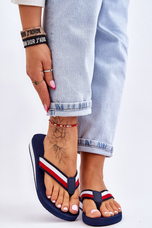 Slippers met plateau Big Star LL274779 donkerblauw Slippers met plateau Big Star LL274779 donkerblauw