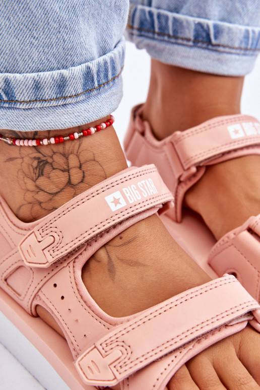 Sportliche Sandalen mit Plateau Big Star LL274788 in rosa Farbe