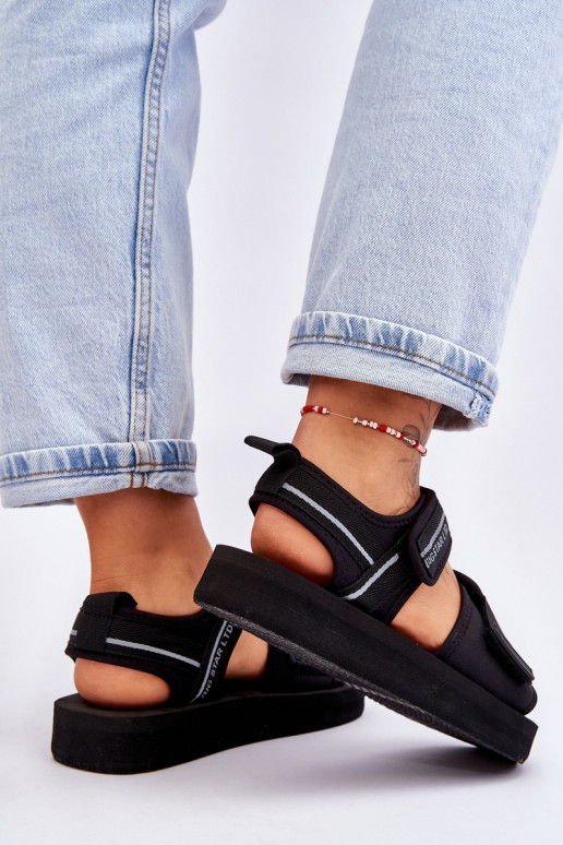 Damensandalen mit Klebeverschlüssen Big Star LL274784 in der Farbe Schwarz