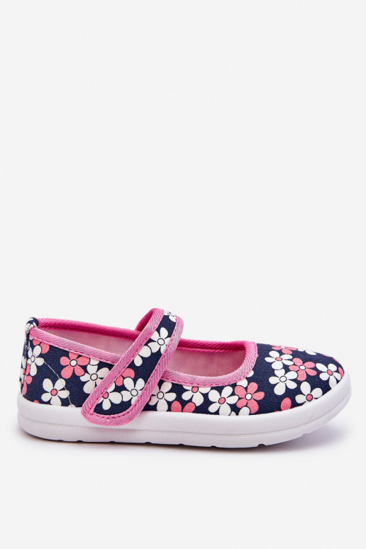 Ballerines pour enfants à motifs floraux de couleur bleu-rose Noah
