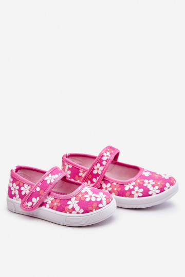 Kinderballerina's met bloemmotieven in de roze kleur Noah