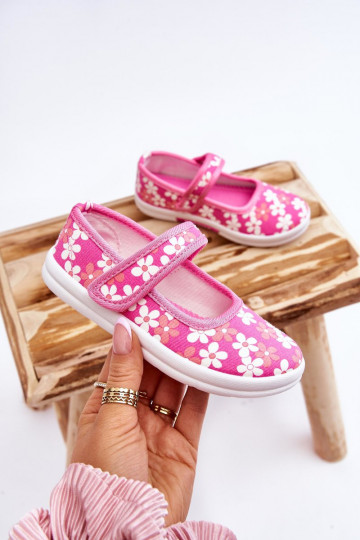 Kinderballerina's met bloemmotieven in de roze kleur Noah 2