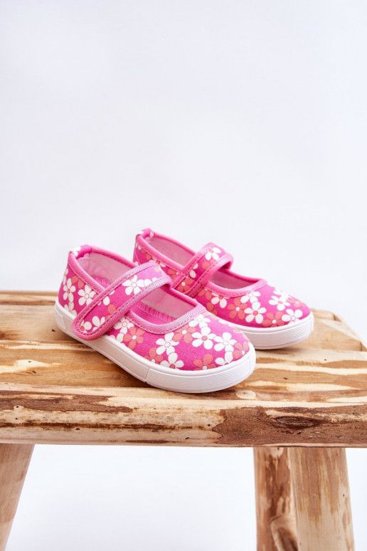 Kinderballerina's met bloemmotieven in de roze kleur Noah