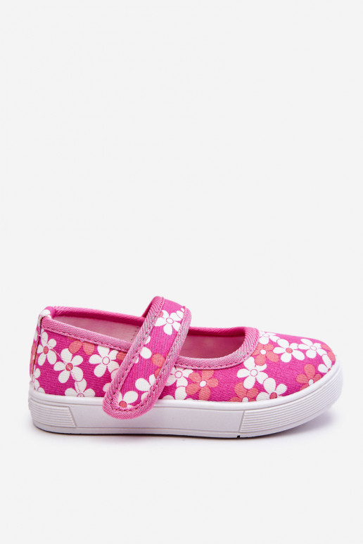 Kinderballerina's met bloemmotieven in de roze kleur Noah