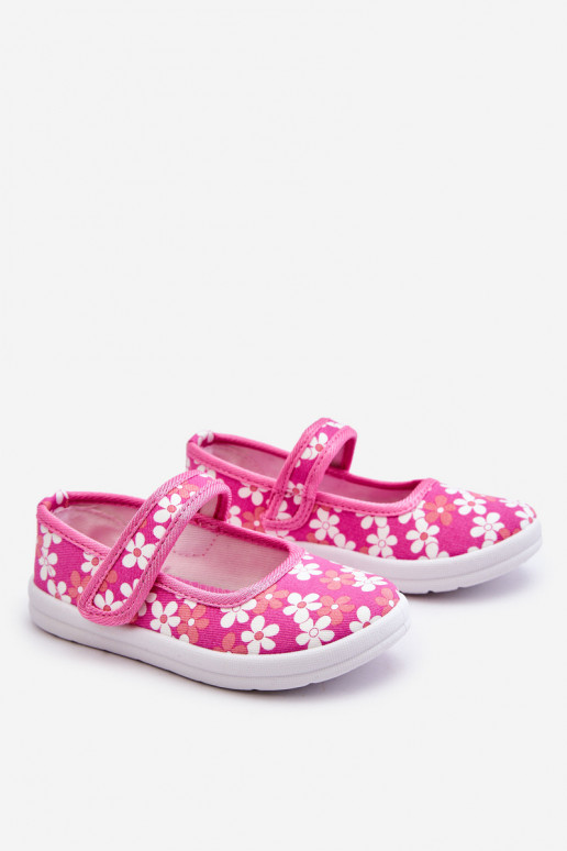 Ballerines enfant à motifs fleuris de couleur rose Noah