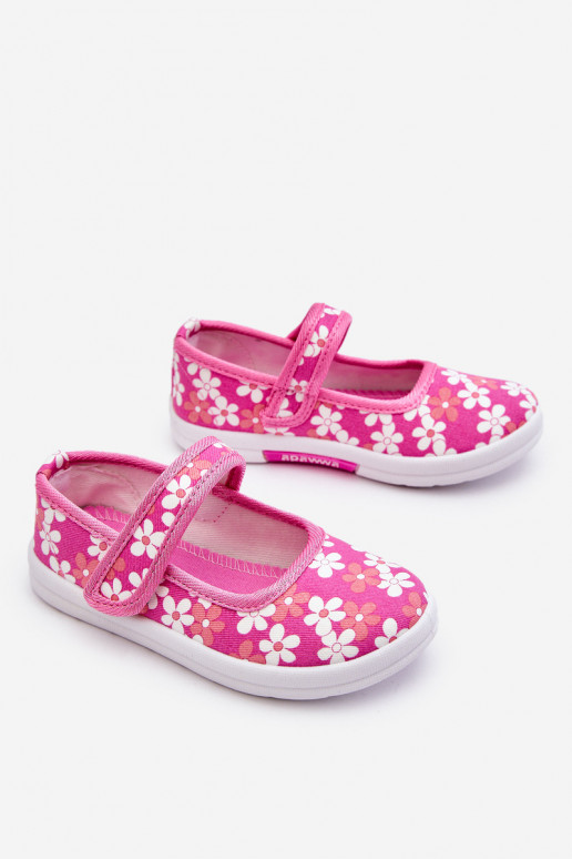 Kinderballerina's met bloemmotieven in de roze kleur Noah
