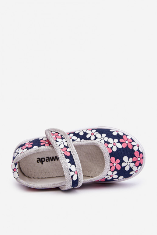 Ballerines enfant à motifs floraux de couleur bleu-gris Noah