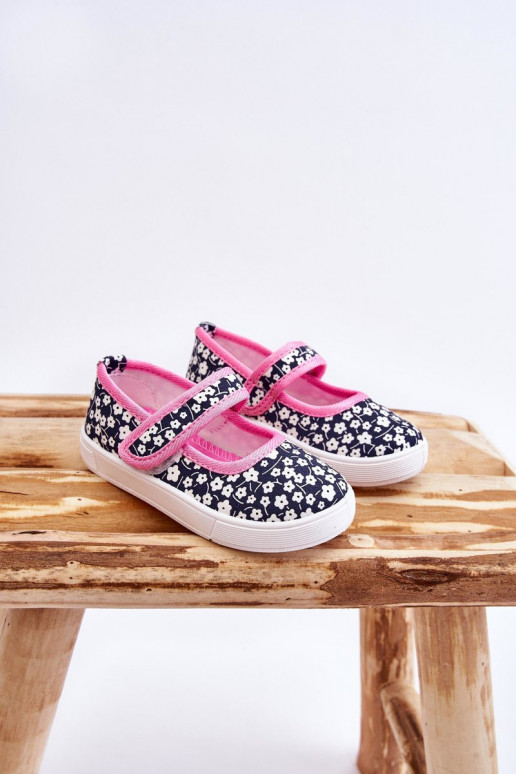 Kinderballerina's met plaksluiting in blauw-roze kleur Selah