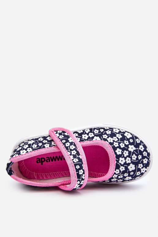 Kinderballerina's met plaksluiting in blauw-roze kleur Selah