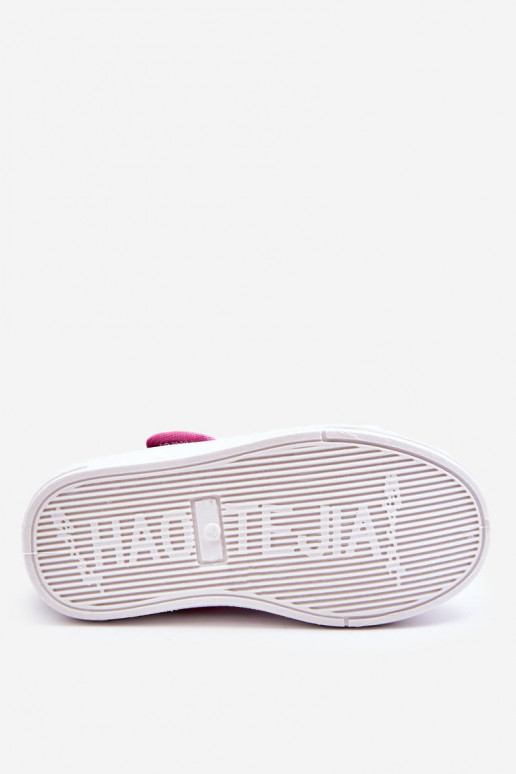 Kinderballerina's met plaksluiting in blauw-roze kleur Selah