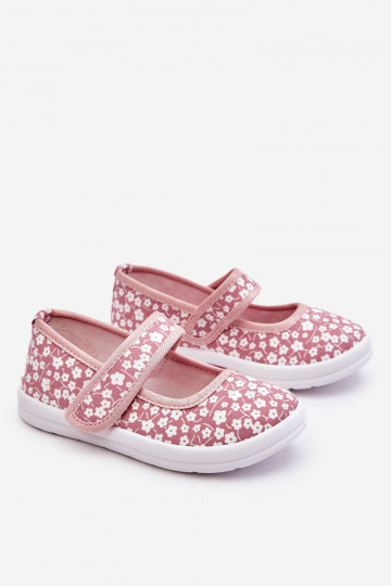 Kinderballerina's met zelfklevende sluitingen in de roze kleur Selah
