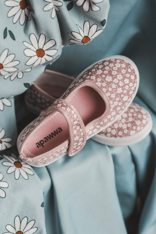 Ballerines enfant à fermetures adhésives de couleur rose Selah