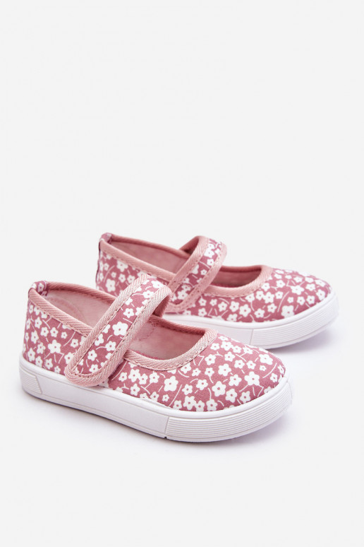 Ballerines enfant à fermetures adhésives de couleur rose Selah
